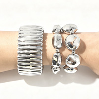 Ensemble de bracelets multicouches superposés géométriques exagérés style punk ouvert avec perles CCB, pour femme, été, style euro-américain transfrontalier
