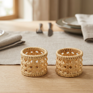 Rond de serviette en bambou tissé à la main bohème écologique porte-serviettes naturel rustique pour la décoration de Table de fête à la maison de Restaurant - Product Image 1