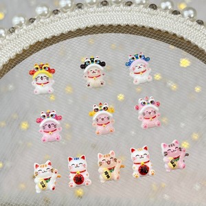 Accessori per Nail Art Stile Capodanno Maneki Neko Cartone Animato Decorazioni per Unghie in Resina Fai-da-Te Stile Cinese con Leone Danzante e Campanello - Product Image 4