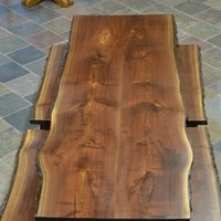Nouveau style pas cher prix meubles modernes taille personnalisée carré bord vivant solide noyer Restaurant salle à manger dalle de bois Table