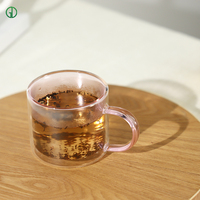 Tasses à café en verre à double paroi en borosilicate Logo personnalisé 100ml 250ml 300ml tasses de couleur claire isolées tasses à café pour thé au lait