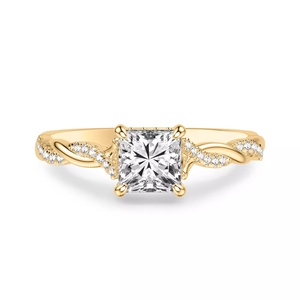 custom 14K <b>Rose</b> Gold Engagement Ring princess Cut Lab Grown Diamond Twisted <b>Infinity</b> Shank Pave Side IGI certificate Jewelry - Product Image 6