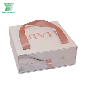 Paquete de almacenamiento de extensión de paquete de pelo cosmético con estampado de logotipo personalizado de lujo, caja de cajón, caja de embalaje de pelo de Peluca de regalo con asa de cinta - Product Image 6