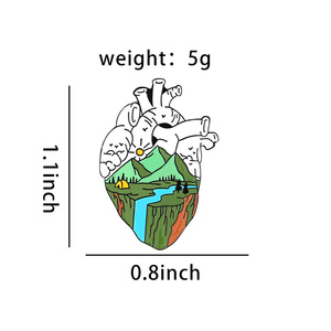 أجهزة طبية إبداعية بروش بالمينا للدماغ والرئة والقلب والرحم موجة زهور ميكانيكية على شكل قلب معدن شارة دبابيس طية صدر مجوهرات - Product Image 6