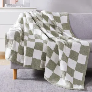 Bindi Checkered Deckenweiche weiche gemütliche flauschige warme handgemachte Decken für Couch Sofa Stuhl Bett Camping Picknick Reisen