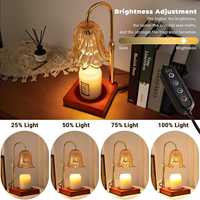 Nouvelle lampe chauffe-bougie électrique en verre à hauteur réglable avec minuterie et variateur d'intensité, 2 ampoules pour bougies en pot, décoration intérieure