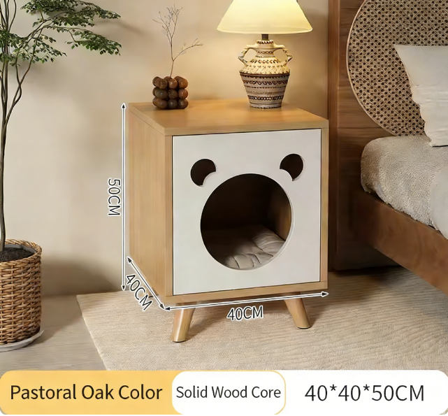 Bear style cat cage cabinet oak color 40*40*50cm (small size)