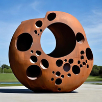 Sculptures de jardin en métal modernes en acier Corten rouillé, décoratives pour l'extérieur, représentant des animaux, des oiseaux, des feuilles de cactus et des arbres circulaires