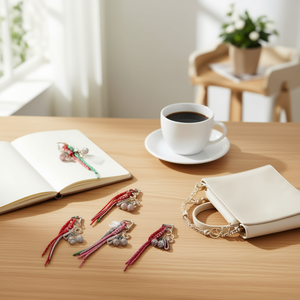 Portachiavi con Diamanti a Forma di Ciliegia, 2 Pezzi per Colore, Rif. 48352 - Product Image 3