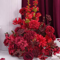 Juego de Plintos Cuadrados Blancos Minimalistas para Bodas, Pilar Floral Rojo Artificial Impresionante para Fondo de Bodega Moderna, Suministros para Eventos y Fiestas