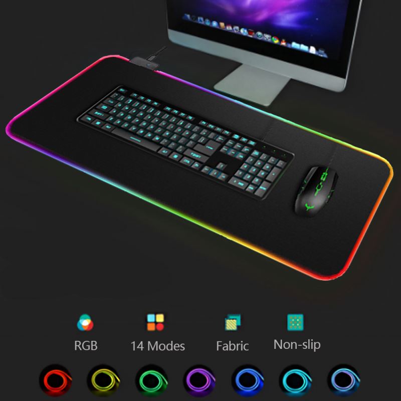 RGB компьютерный коврик для мыши со светодиодной подсветкой и USB-зарядкой, большой коврик для мыши с логотипом, Настольный коврик, коврик для мыши, беспроводное зарядное устройство