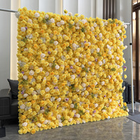 Mur de fleurs artificielles 3D en tissu jaune, fond mural décoratif pour mariage, aménagement d'hôtel, accessoire 5D