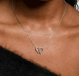 Collana con Ciondolo <span class=keywords><strong>Cuore</strong></span> a <span class=keywords><strong>Cuore</strong></span> Placcato Oro 18K, Impermeabile, Ipoallergenica, Gioiello Personalizzato in Acciaio Inossidabile per Donna - Product Image 4