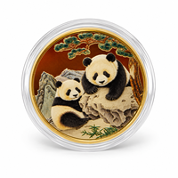 Pièce de monnaie commémorative Panda géant 2026 en métal plaqué or couleur 3D avec boîtier de présentation en acrylique