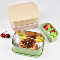 Nieuwe platte deksel siliconen hoes 304 roestvrijstalen lunchbox BPA-vrije siliconen deksel voedselcontainer maaltijdverpakking