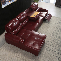 Canapé convertible en forme de L, moderne, inclinable, multifonctionnel, canapé-lit pliable avec rangement, cadre en bois et cuir, canapé de luxe pour salon