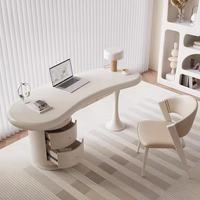 Bureau de direction moderne de luxe or et blanc, cadre en bois, surface en céramique/verre, durable, ergonomique, design élégant pour le bureau à domicile