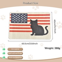 Tapis de griffage en sisal pour chat, coussin anti-griffures, résistant à l'usure, respirant, motif drapeau américain, pour chat noir