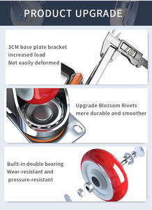 Edelstahl halterung Polyurethan Geräuschlos drehbar drehbar Industrielles Rotlicht-PU-Lenkrad mit Bremse - Product Image 6