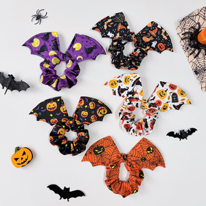 Elastico per capelli con ali di pipistrello di Halloween per donne e ragazze, simpatico e divertente, con stampa zucca e fantasma, accessorio per capelli per feste e festival - Product Image 5