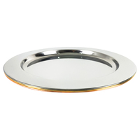 Assiettes de présentation en acier inoxydable doré de 30 cm et 33 cm pour mariage, en gros, pour fruits et décorations