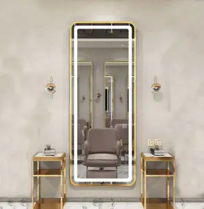 Espelho de salão de beleza luxuoso dourado para barbeiro espelho de maquiagem