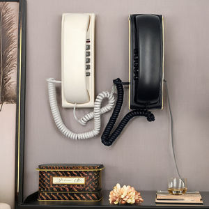 Embellecedor de teléfono con cable montado en la pared para Baño de hotel, diseño analógico de línea blanca y negra para comodidad y estilo - Product Image 5