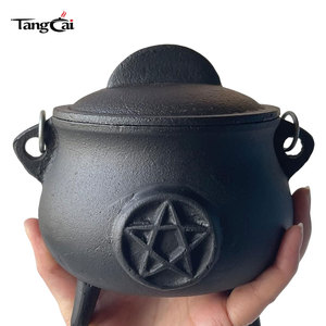 Pequeño Caldero de Hierro Fundido con Pentagrama, Quemador de Incienso Ideal para Rituales de Brujería, Decoración de Halloween - Product Image 4