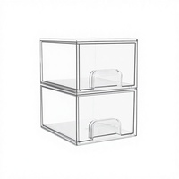Lot de 2 tiroirs de rangement en plastique transparent empilables carrés modernes avec fonction de carte magnétique, moulage par injection