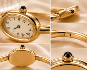 Custom 28MM Stainless Steel 18K Gold Oval Bangle <b>Watch</b> for Women – Minimalist Roman Dial Elegant Bracelet Wristwatch - Product Image 6