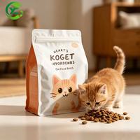 Sac souple à fond plat avec fermeture éclair, impression numérique personnalisée, best-seller, pour l'emballage de nourriture et de friandises pour chiens, chats et animaux de compagnie