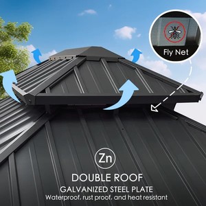 Double couche extérieure 12x20ft toit rigide auvent pavillon grande taille métal haut élégant <span class=keywords><strong>jardin</strong></span> patio Gazebo Pergola <span class=keywords><strong>pour</strong></span> arrière-cour - Product Image 4