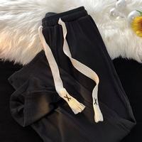 Pantalon large et droit en velours côtelé tricoté léger pour homme, taille élastique, anti-boulochage, grande taille, couleur unie, tendance décontractée pour l'été