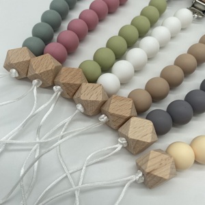Nouvelle conception de chaîne de maintien pour sucette bébé avec clips, perles en silicone de qualité alimentaire, chaîne de maintien pour sucette avec clip - Product Image 2