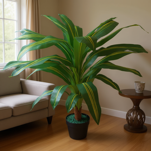 Árbol Artificial de 90 Pulgadas de Altura, Verde y Amarillo, de Plástico con Alambre de Hierro, Diseño Único, Planta Artificial en Maceta de Plástico - Product Image 2