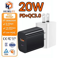 Chargeur rapide 20W personnalisé de type C, adaptateur secteur USB-C PD 20W avec prises EU, US, UK pour les modèles 17, 16, 15, fabrication OEM