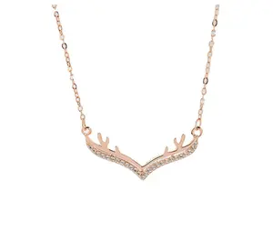 S925 стерлингового серебра ожерелье весь путь с вами рога ожерелье из розового золота Женская мода ожерелье-чокер с кулоном цепи 20MAYSR16