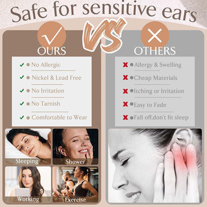 <span class=keywords><strong>Orecchini</strong></span> in <span class=keywords><strong>acciaio</strong></span> <span class=keywords><strong>chirurgico</strong></span> ipoallergenico per orecchie sensibili in oro 14K con retro piatto per donna uomo in <span class=keywords><strong>acciaio</strong></span> inox - Product Image 6