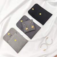 Jinsky paquet de bijoux bague et collier avec logo personnalisé pochette à bouton pression en microfibre sacs à bijoux logo personnalisé avec carte à insérer