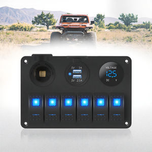 แผงสวิตช์ไฟฟ้ากันน้ำ 6 ช่อง Daiertek <span class=keywords><strong>12V</strong></span> 24V อลูมิเนียม สำหรับรถยนต์ รถบรรทุก เรือ ยานพาหนะทางทะเล พร้อมไฟสีฟ้า - Product Image 1