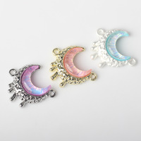 Connecteurs doubles suspendus en alliage et résine, motif lune, pour bracelets et colliers – Accessoires populaires en gros pour le bricolage