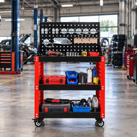 Chariots à outils roulants à 3 niveaux avec panneau perforé, directement de l'usine, pour atelier de réparation automobile, garage, atelier, organisateur de rangement d'outils mobile