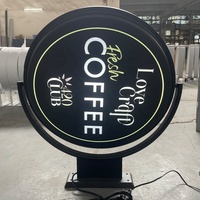 Nouvelle circulaire LED publicité Rotation ronde boîte à lumière 3D LED signe extérieur acrylique vide forme Double côtés rotatif boîte à lumière
