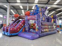 Structure gonflable commerciale personnalisée en PVC couleur 0,55 mm avec toboggan, château sauteur, thème Halloween, installation facile, certifiée CE