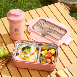 Boîte à bento en acier inoxydable <span class=keywords><strong>sans</strong></span> <span class=keywords><strong>BPA</strong></span> pour enfants, boîte à lunch avec <span class=keywords><strong>thermos</strong></span> anti-fuite, 3 compartiments pour enfants et adultes - Product Image 6
