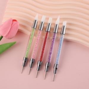 <span class=keywords><strong>Faria</strong></span> Factory Ventes d'usine Brosse à ongles en silicone à double tête Outils de pointage en strass Brosse à ongles en gros Stylo en silicone - Product Image 1