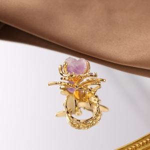 Modische 18k Vergoldete Schmuckstücke Lila Kristall Echte Edelstein-Ringe Naturstein-Ringe für Männer und Frauen - Product Image 3