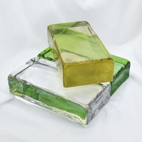 Blocs de verre décoratifs jaunes brillants 200x100x50mm, brique de verre thermofusible résistant au feu, briques de verre de construction teintées