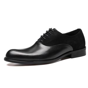 Chaussures Oxford en cuir véritable pour homme - Style rétro formel pour affaires, daim et cuir de vachette bicolores - Product Image 4
