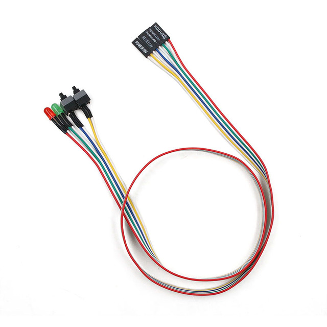 ATX PC Computer Motherboard Power Cable 2 Switch On/Off/Reset with LED Light 60CM